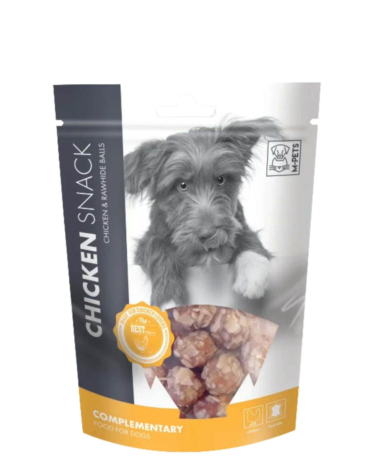 Tavuk Sarılı Rawhide Top Köpek Ödül Maması 80 g M-Pets Chicken & Rawhide Balls 80 gr