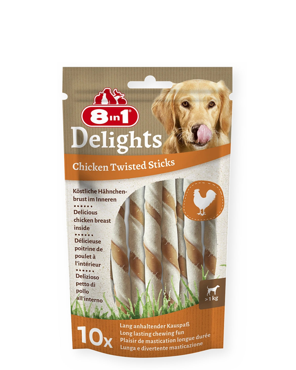 Tavuklu Burgu Çiğneme Çubukları 8in1 Delights Chicken Twisted Sticks