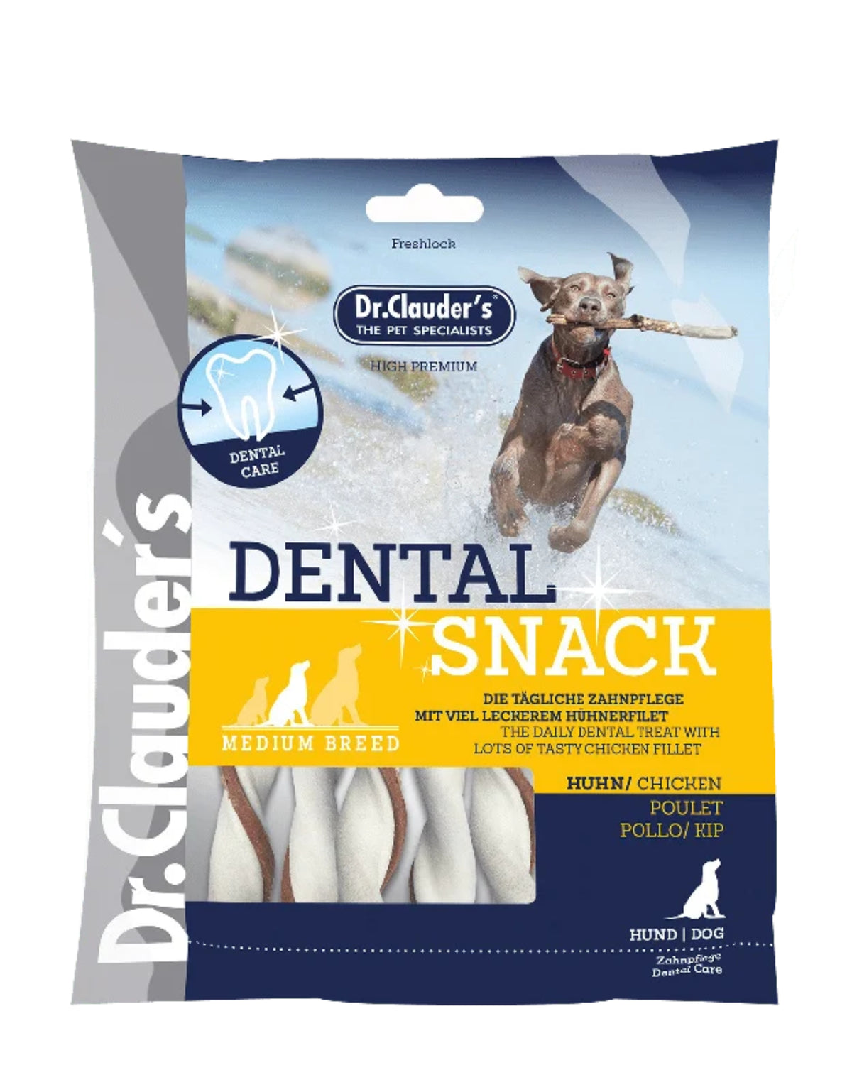 Orta Irk Köpekler İçin Tavuklu Diş Bakım Çubuğu Dr.Clauder's Dental Snack Chicken Medium, 170g