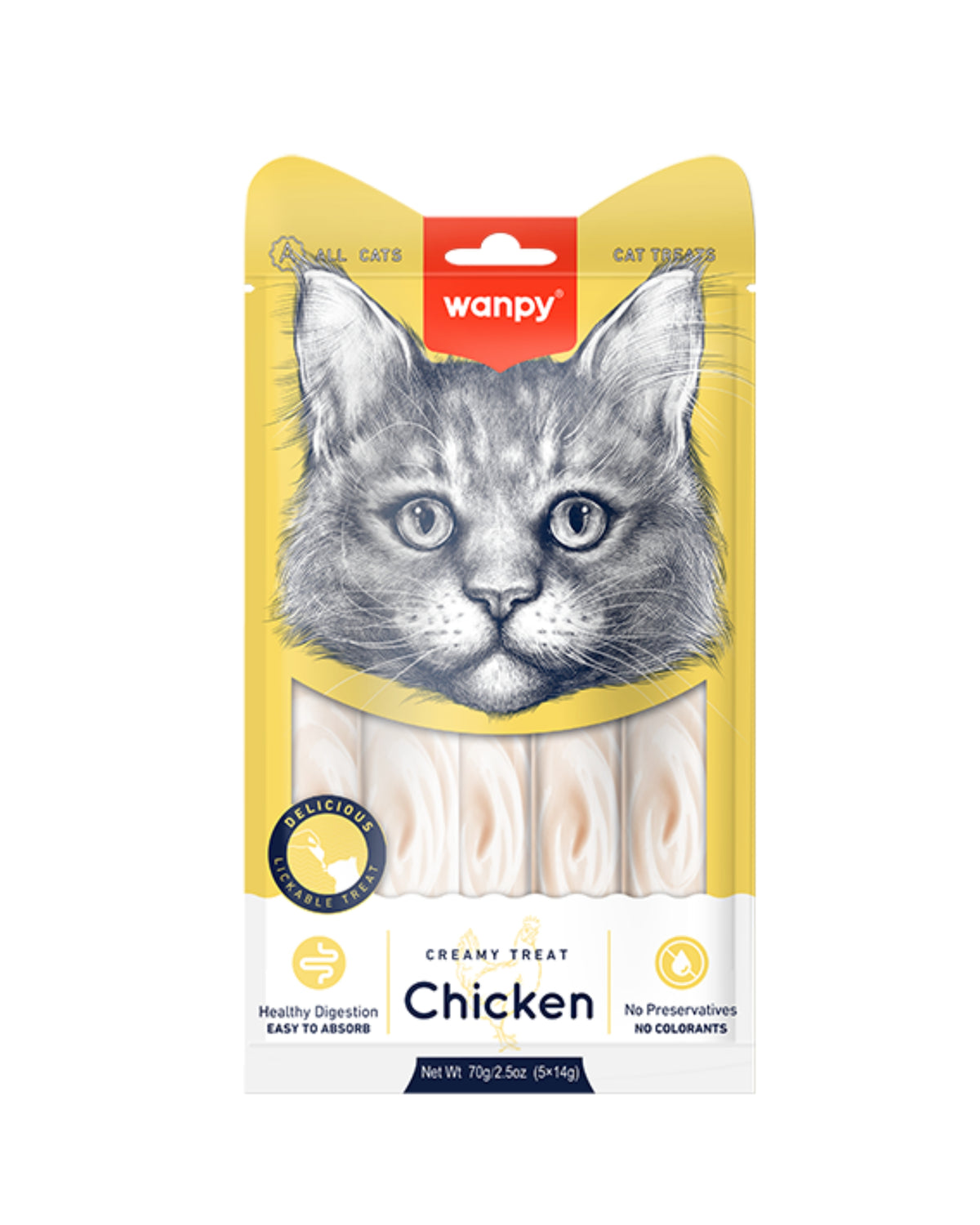 Tavuklu Sıvı Kedi Ödülü Wanpy Creamy Treat, 70gr