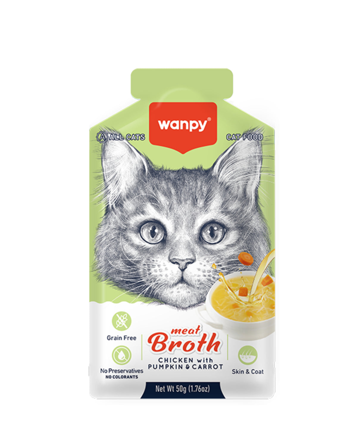 Tavuklu, Balkabaklı & Havuçlu Kedi Çorbası Wanpy Meat Broth, 50gr