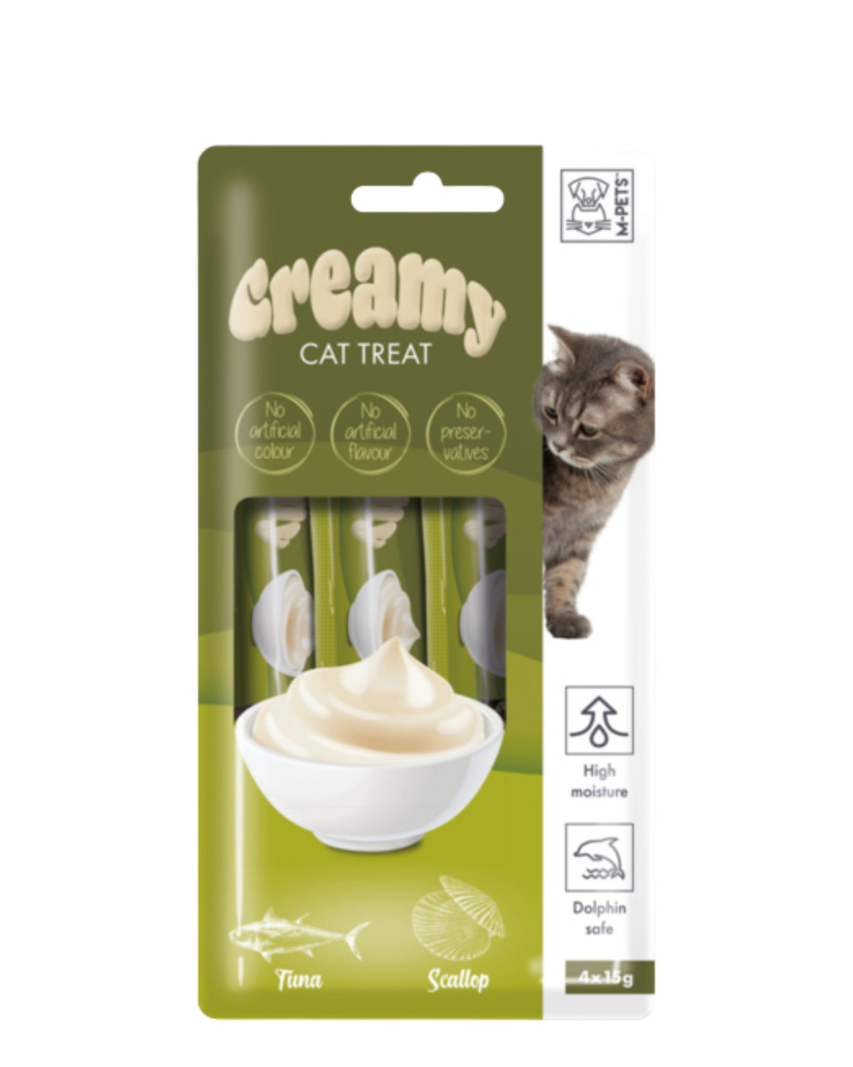 Ton Balıklı ve Deniz Taraklı Krema Kedi Ödülü 4x15g M-Pets Creamy