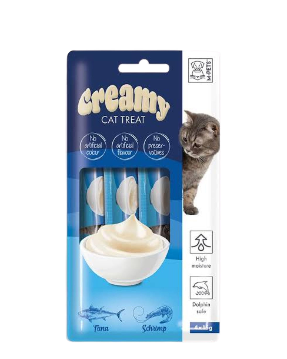 Ton Balıklı ve Karidesli Krema Kedi Ödülü 4x15g M-Pets Creamy Cat Treats Tuna&Shrimp