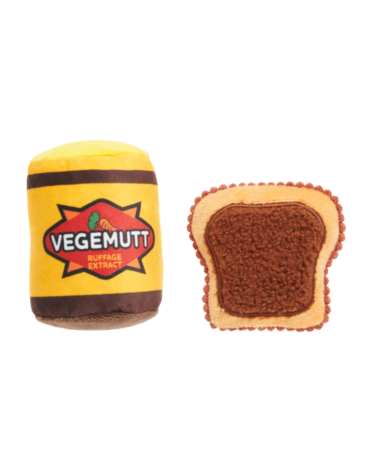 Tost ve Vegemite Figürlü 2'li Peluş Köpek Oyuncak Seti BARK Vegemutt Toast