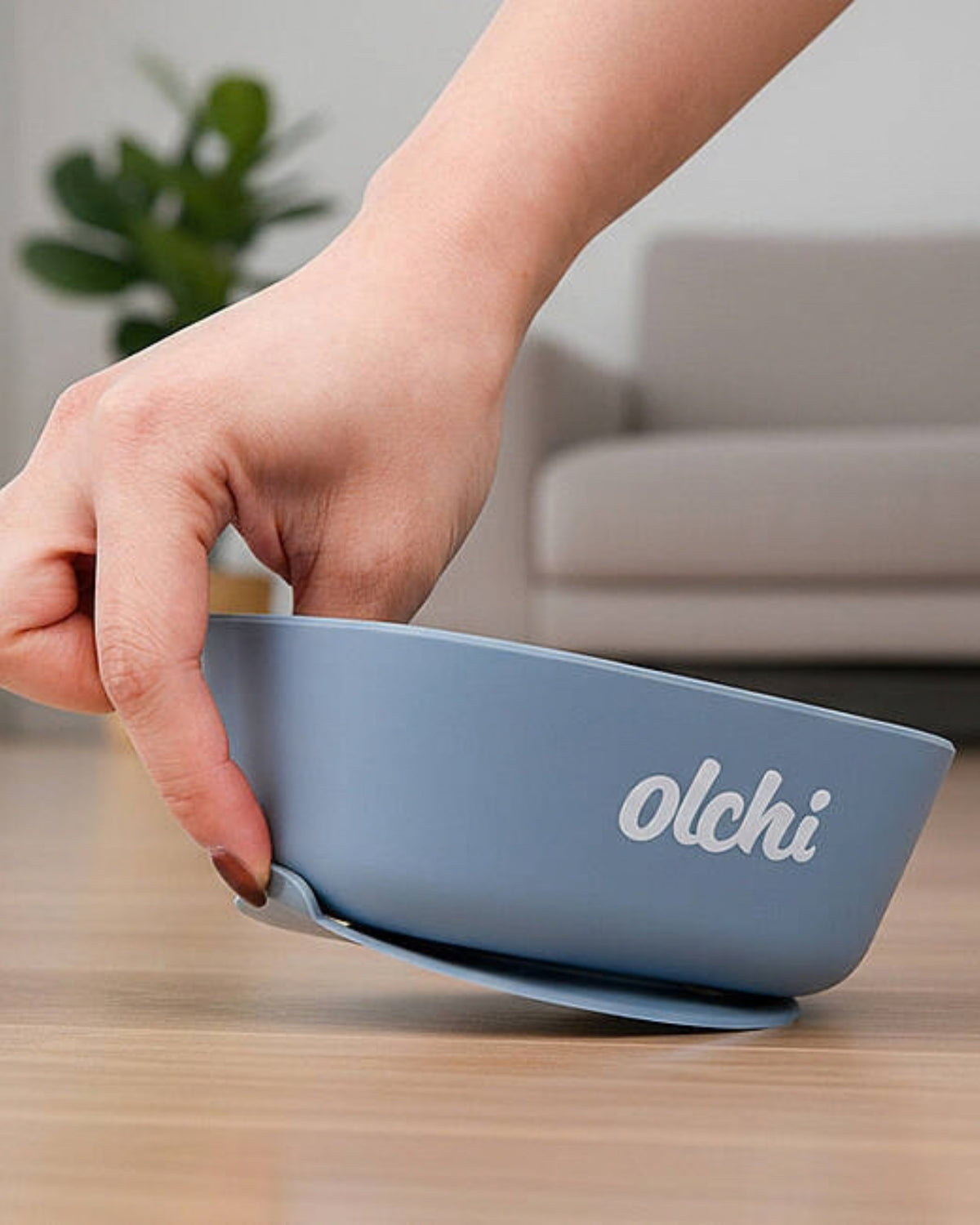 Vakumlu Tabanlı Kaymaz Mavi Silikon Köpek Mama ve Su Kabı Olchi Silicone Bowl