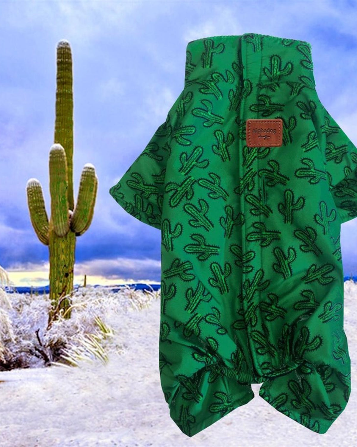 Polar Astarlı Kaktüs Desenli Köpek Yağmurluk Tulum Alphadog Cactus Coverall