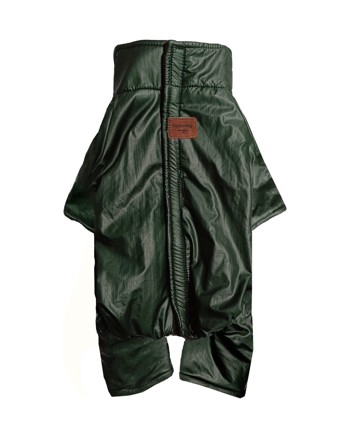 Deri Görünümlü Yeşil 4 Bacaklı Köpek Yağmurluk Tulum Alphadog Coverall Leather