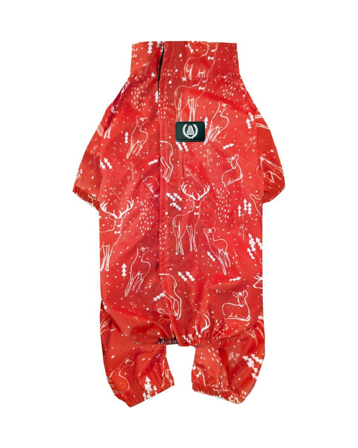 Tek Kat Hafif Desenli Kırmızı Köpek Yağmurluk Tulum Alphadog North Coverall Light