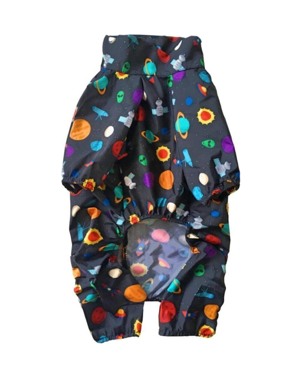 Tek Kat Hafif Gezegen Desenli Köpek Yağmurluk Tulum Alphadog Space Coverall Light