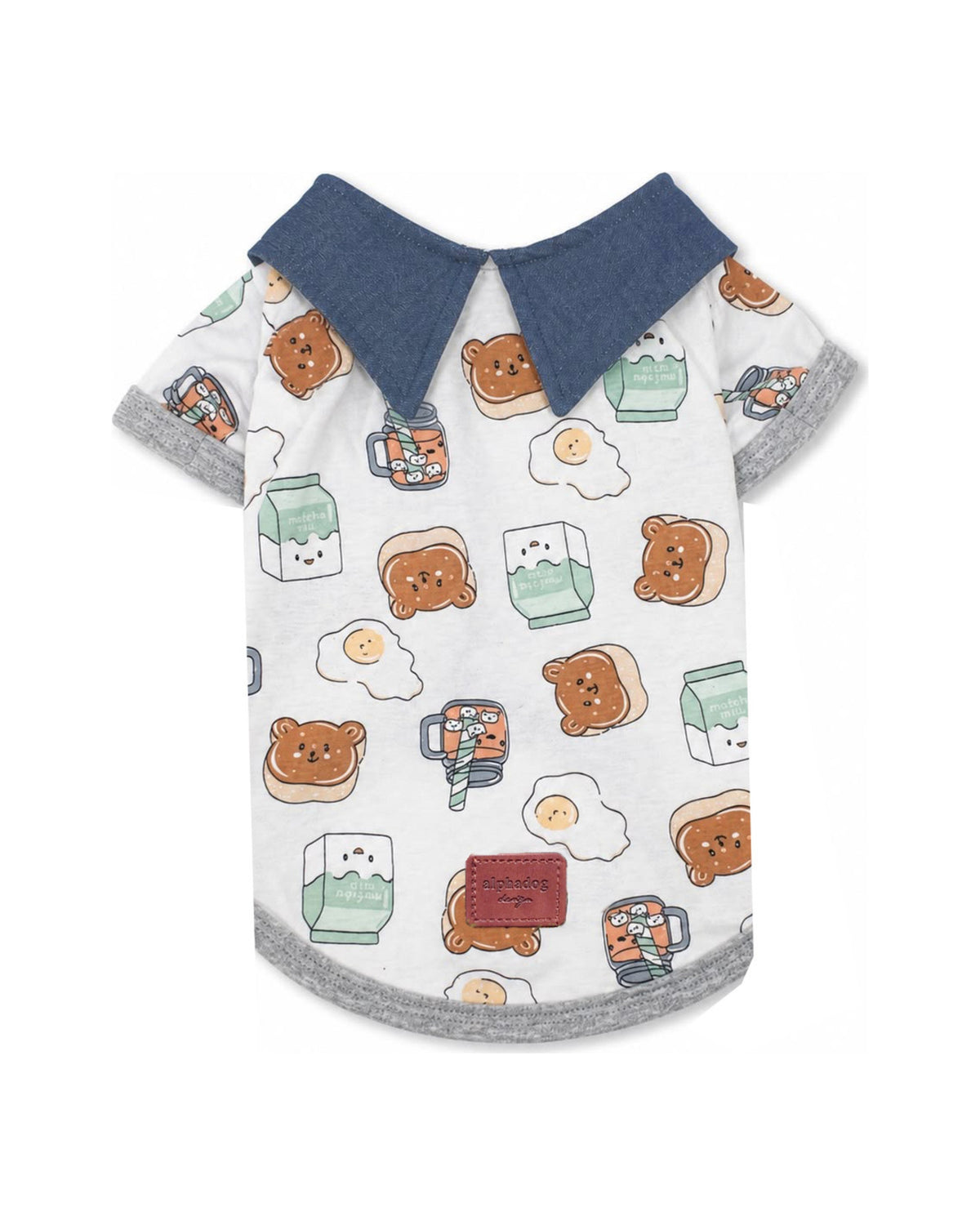 Ayıcık Desenli Kot Yakalı Köpek Tişörtü Alphadog Bear Tee