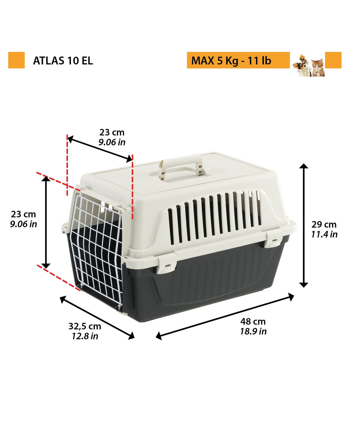 Kedi ve Küçük Köpek Plastik Taşıma Kafesi Ferplast Atlas 10 EL