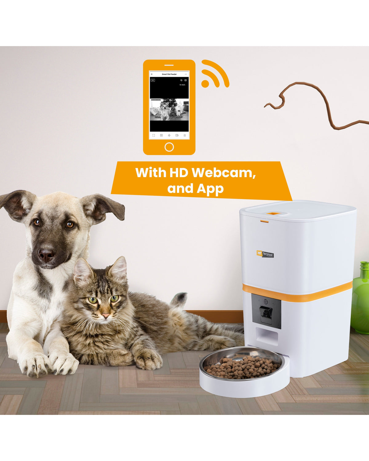 Kameralı Akıllı Kedi ve Köpek Otomatik Mama Kabı Ferplast Risto Pet Smart