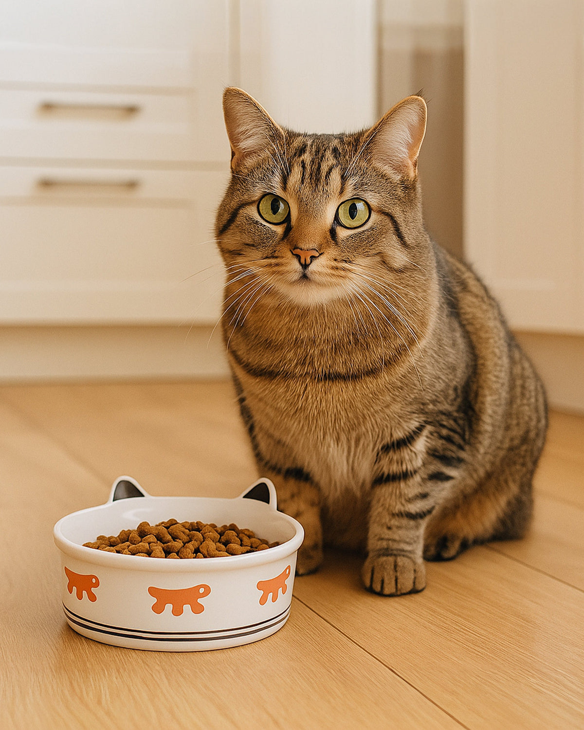 Kedi Yüzü Desenli Seramik Kedi Mama Kabı Ferplast Venere Small