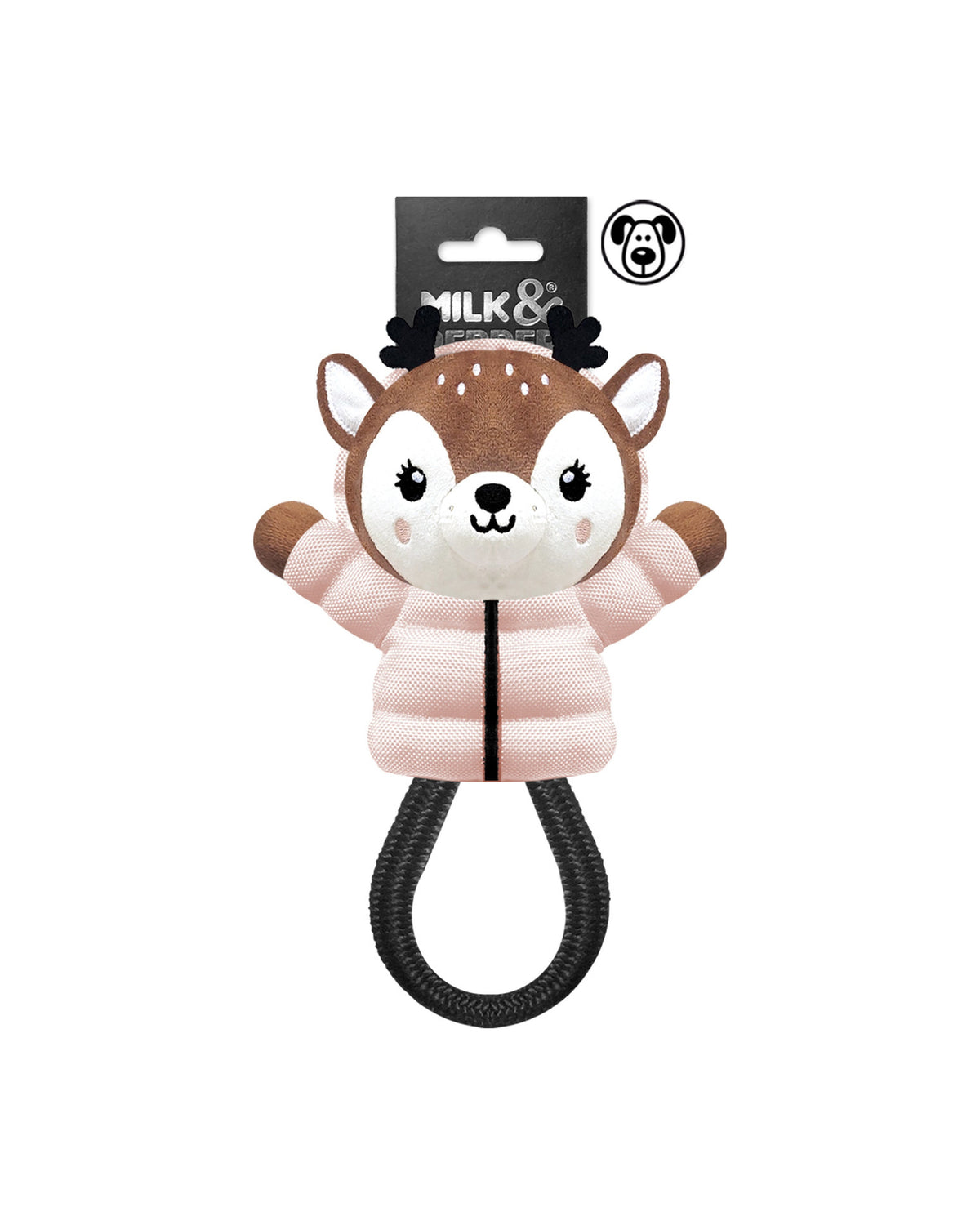 İp Saplı Sesli Peluş Geyik Köpek Oyuncağı Milk&Pepper Doe Dog Toy