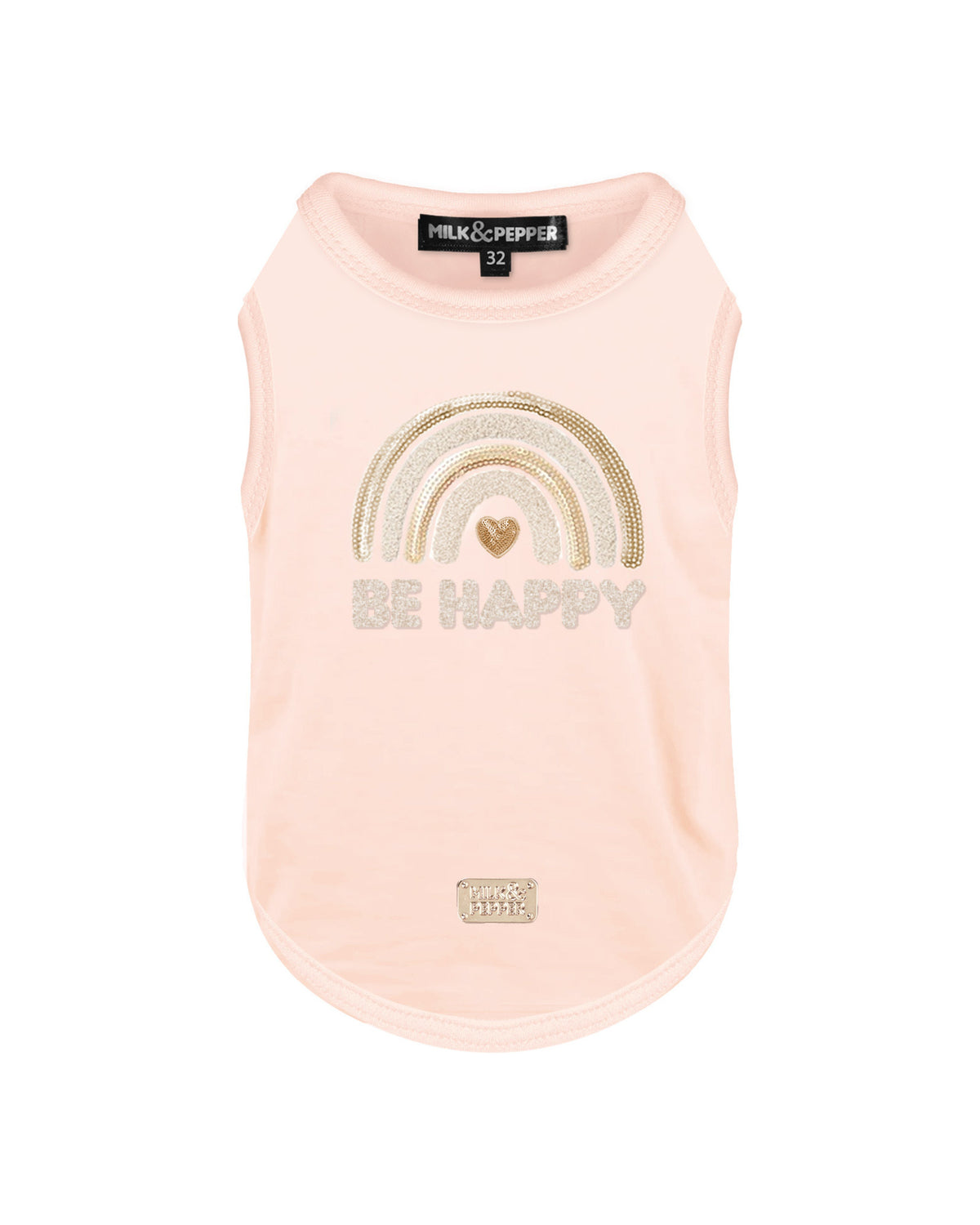 Be Happy İşlemeli Köpek Tişörtü Milk&Pepper Azumi T-shirt Pembe