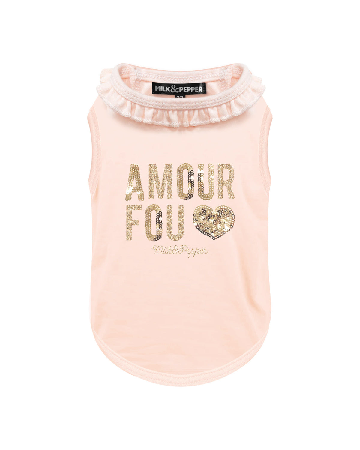 Fırfır Yakalı Pamuklu Köpek Tişörtü Milk&Pepper Justine T-Shirt Pudra Pembe