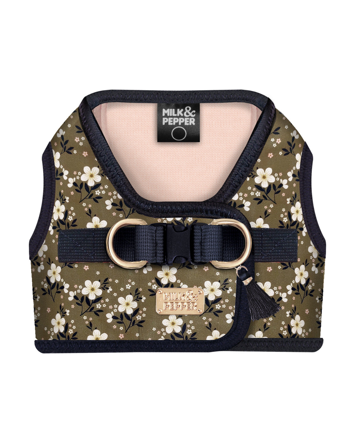 Çiçek Desenli Yelek Tipi Köpek Göğüs Tasması Milk&Pepper Bethany Harness Haki