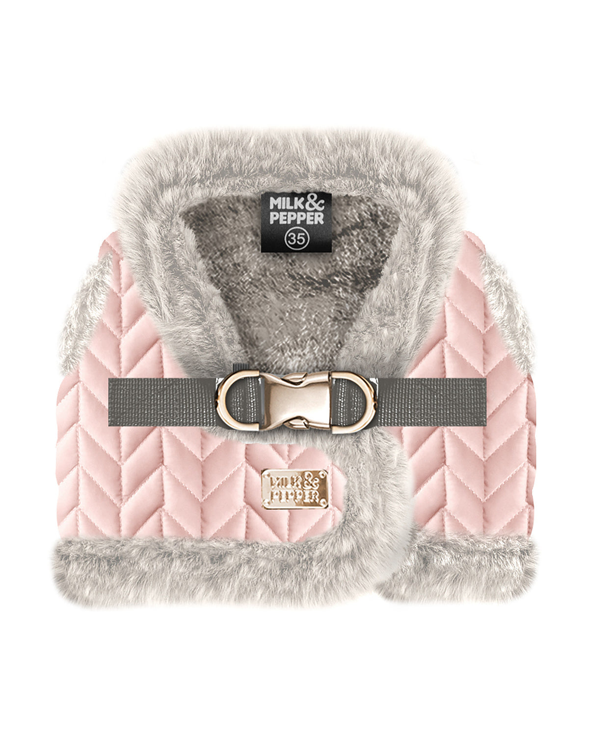 Kapitone Kürk Astarlı Köpek Göğüs Tasması Milk&Pepper Janette Harness Pembe
