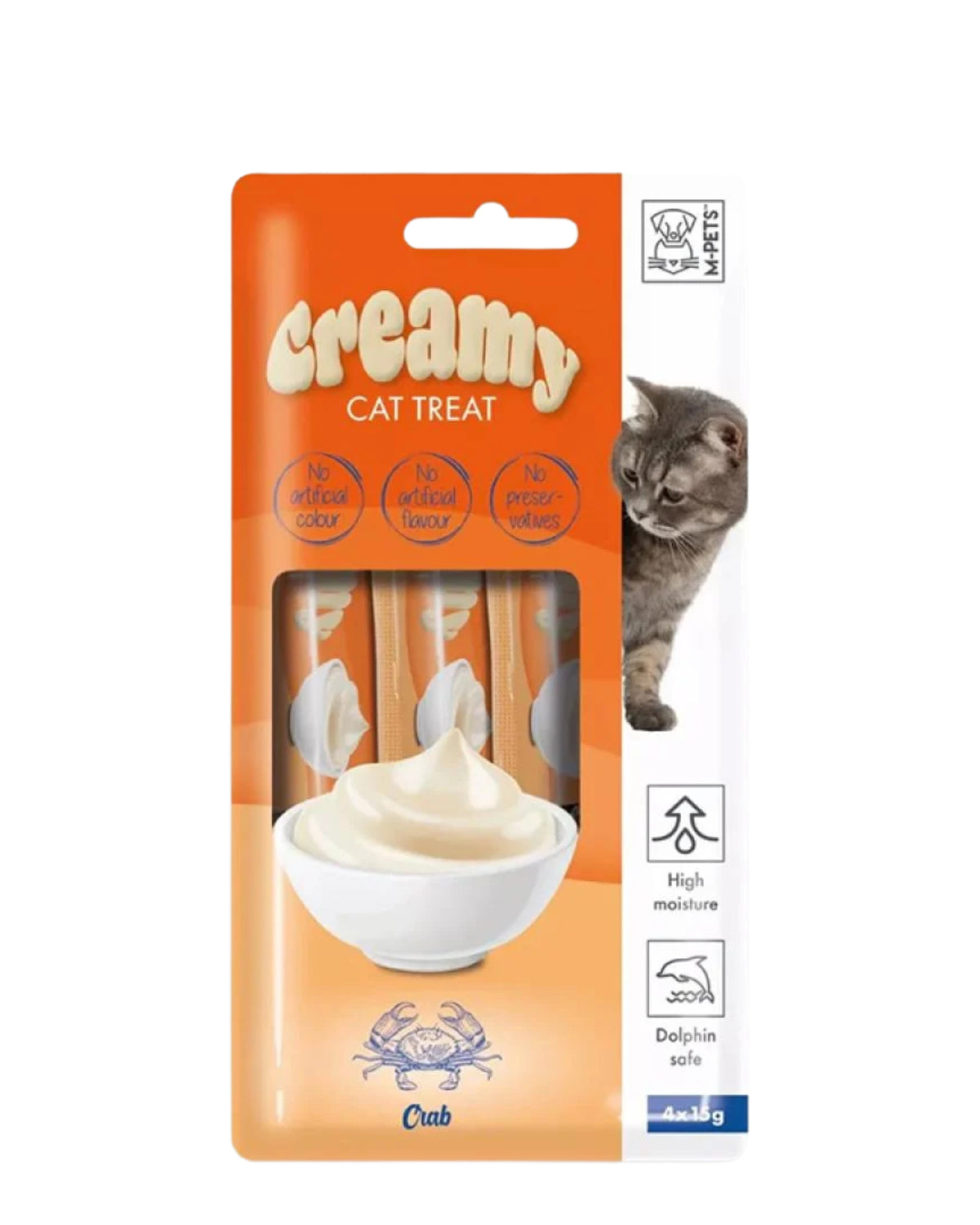 Yengeçli Sıvı Kedi Ödülü 4x15 g M-Pets Creamy Cat Treats Crab