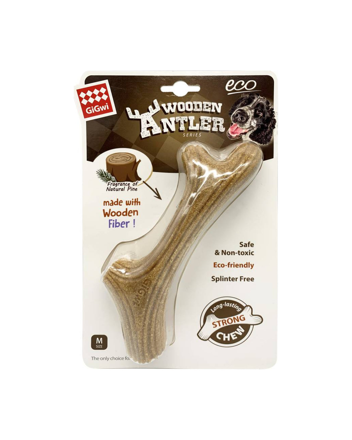 Doğal Ahşap Lifli Geyik Boynuzu Köpek Çiğneme Oyuncağı Gigwi Wooden Antler