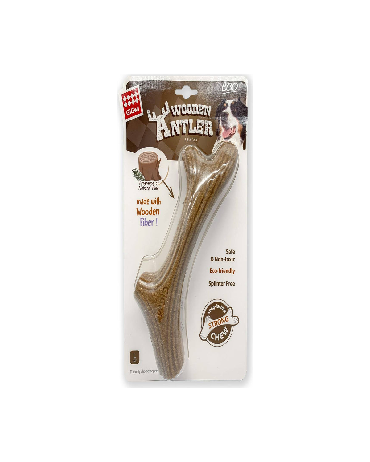 Doğal Ahşap Lifli Geyik Boynuzu Köpek Çiğneme Oyuncağı Gigwi Wooden Antler