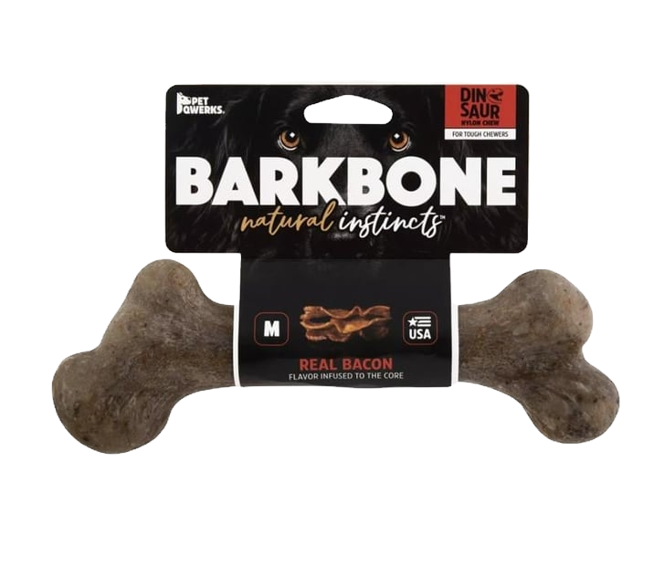 BarkBone Dinosaur Bacon Aromalı Bitmeyen Köpek Çiğneme Kemiği (M- Orta Boy) image 0