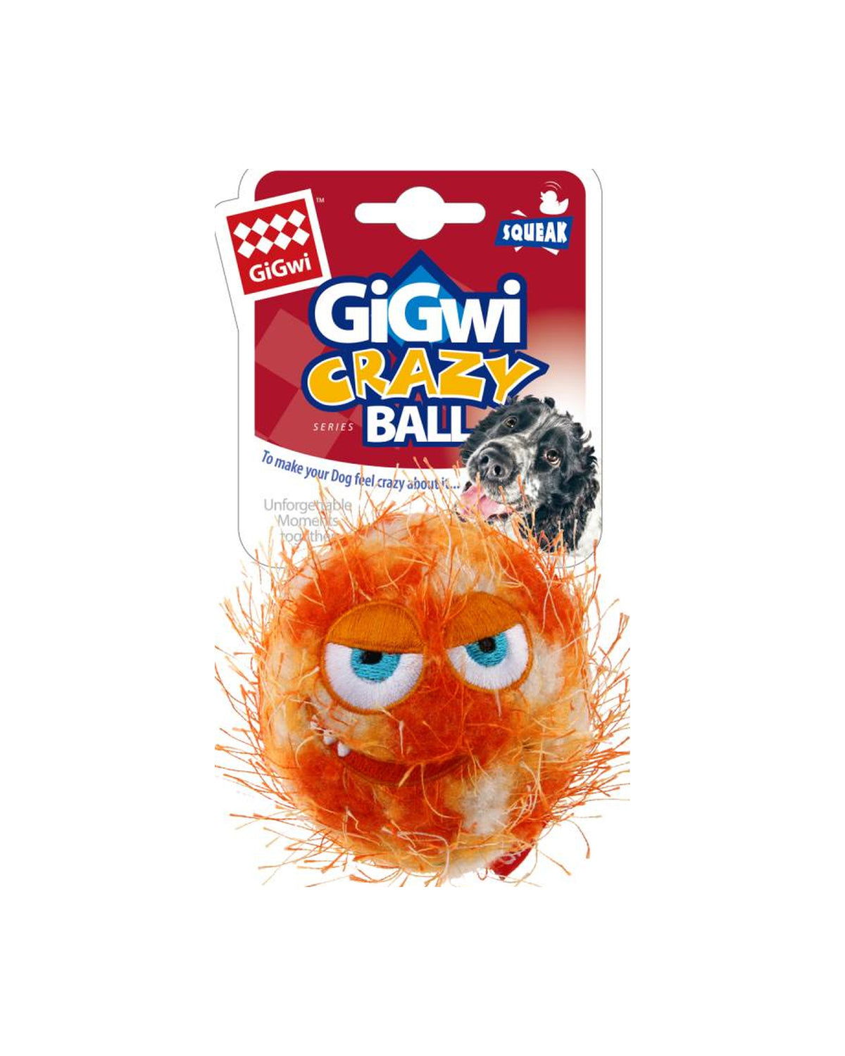 Peluş Kaplı Sesli Kauçuk Köpek Topu Gigwi Crazy Ball Turuncu