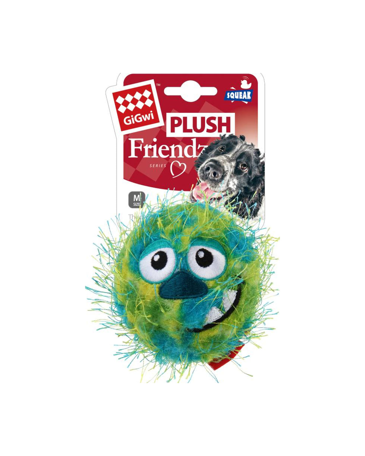 Peluş Kaplı Sesli Kauçuk Köpek Topu Gigwi Crazy Ball Yeşil
