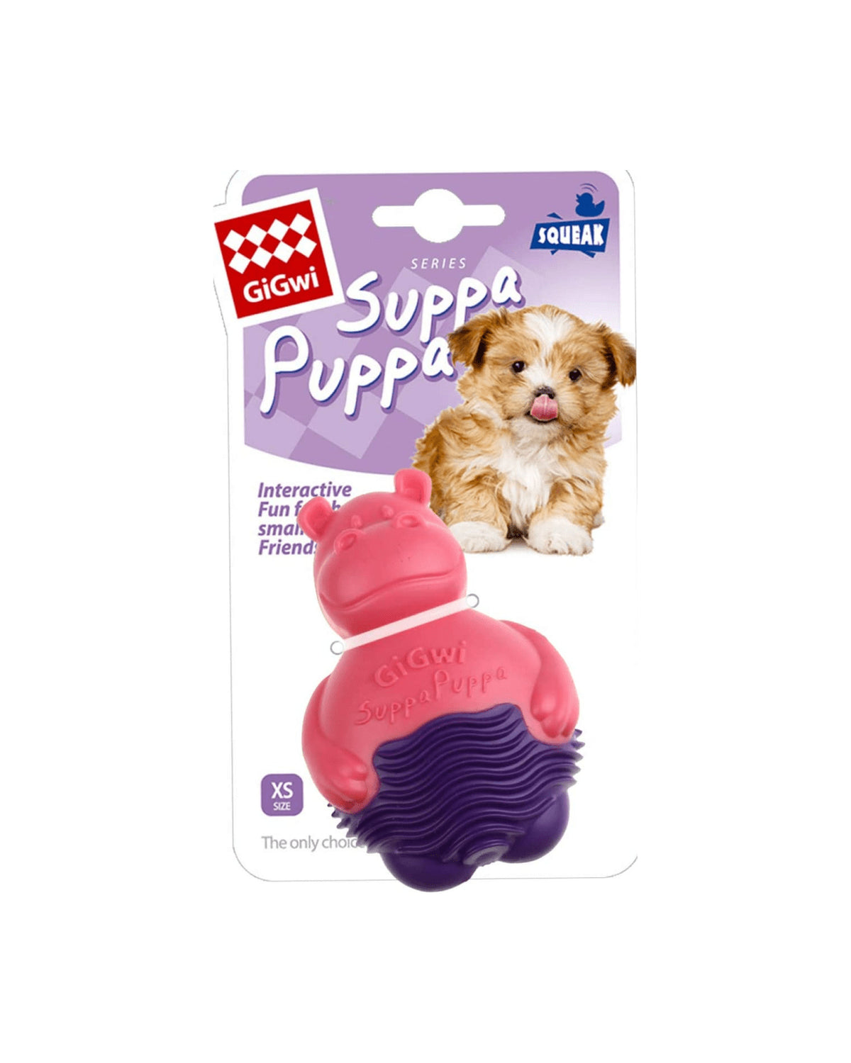 Diş Kaşıyıcı Sesli TPR Su Aygırı Köpek Oyuncağı Gigwi Suppa Puppa S Pembe/Mor