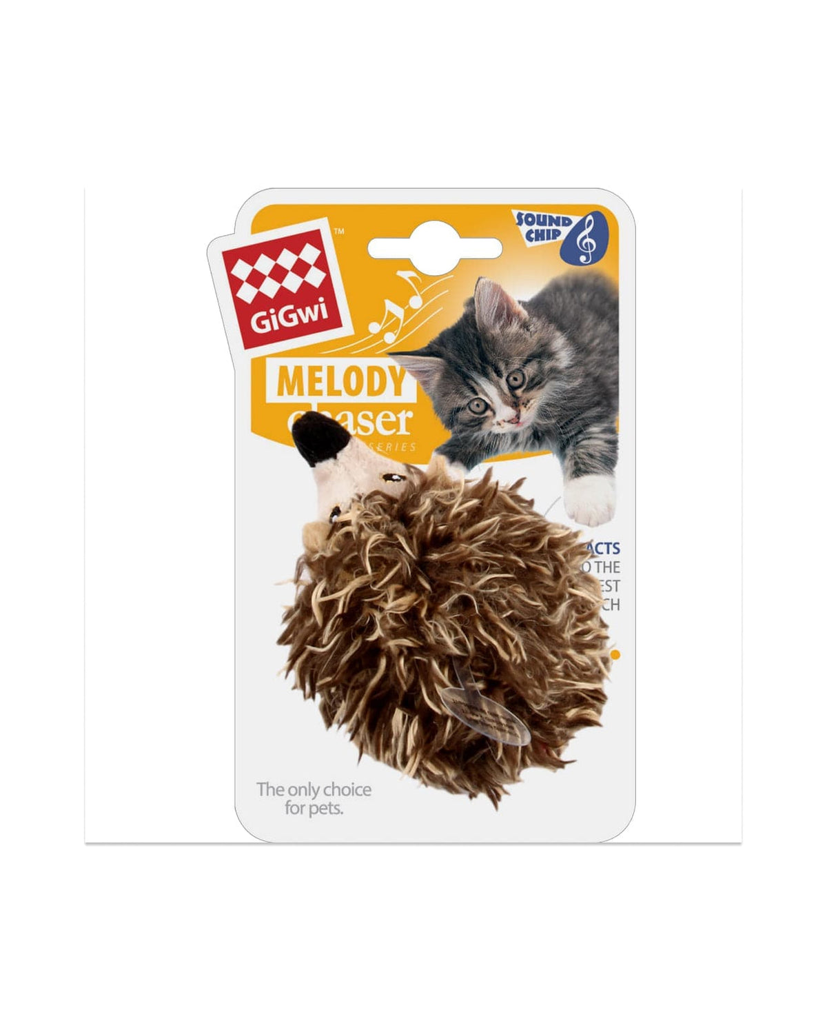Hareket Sensörlü Gerçekçi Sesli Peluş Kirpi Kedi Oyuncağı Gigwi Melody Chaser Kahverengi