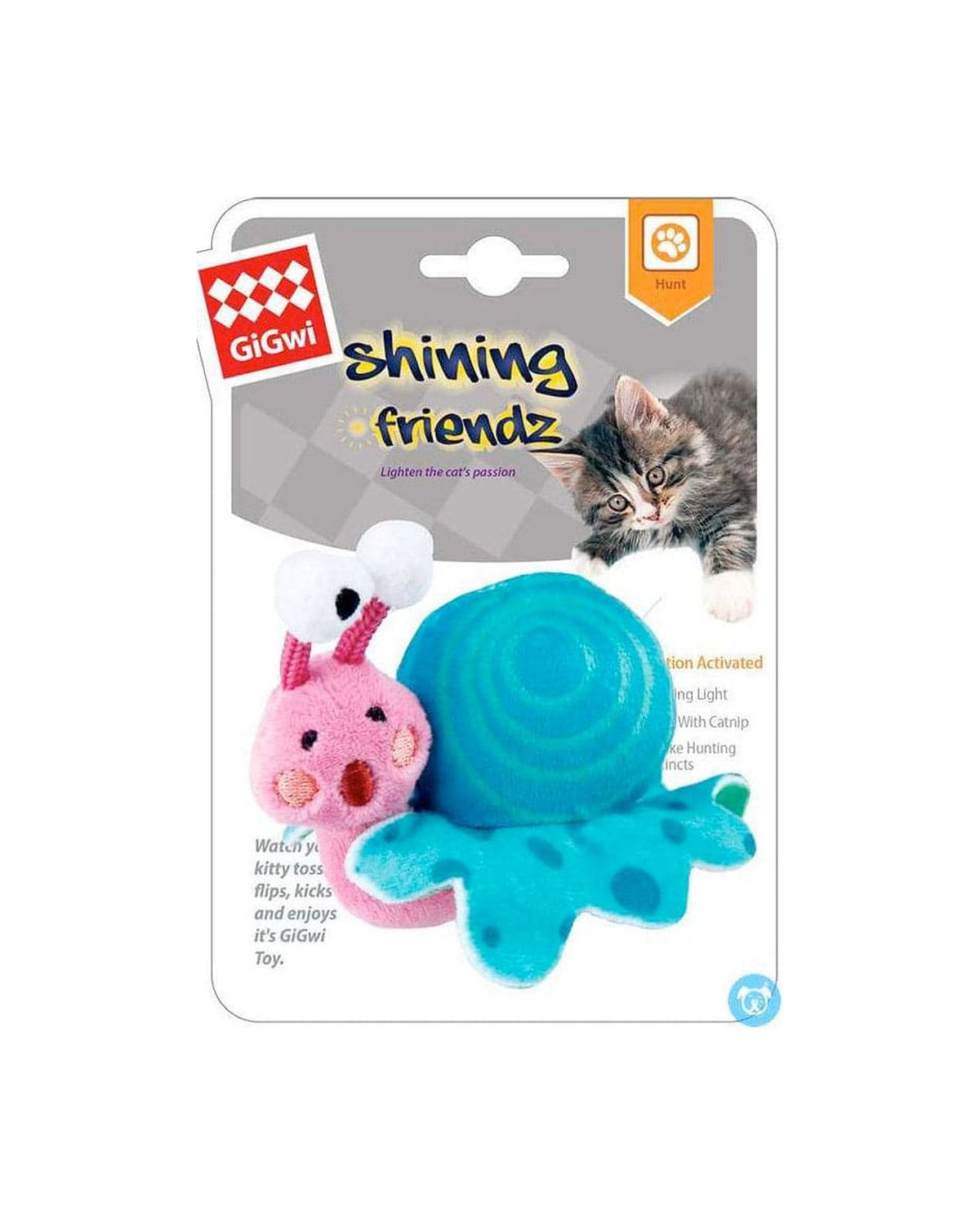 Işıklı ve Kedi Nanesi Dolgulu Salyangoz Kedi Oyuncağı Gigwi Shining Friends Snail Mavi/Pembe