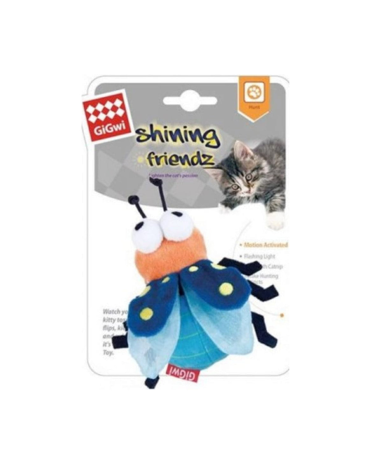 Işıklı ve Kedi Nanesi Dolgulu Ateş Böceği Kedi Oyuncağı Gigwi Shining Friends Firefly Mavi