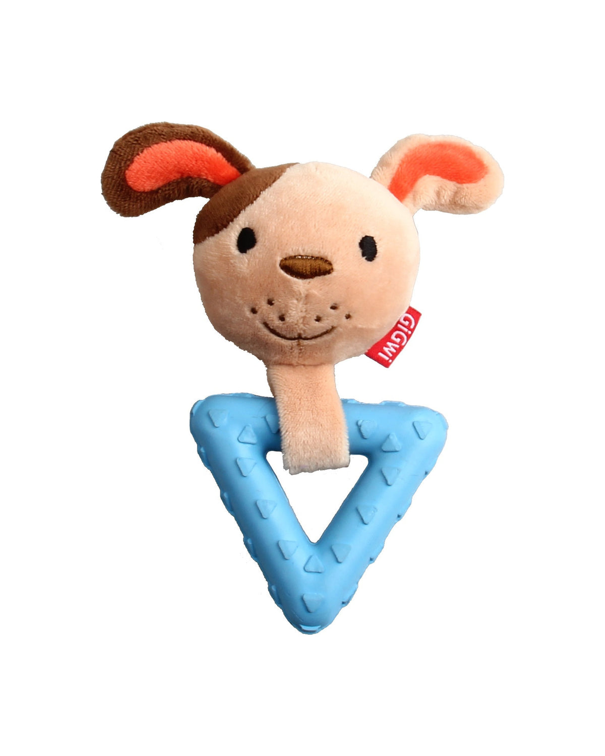 Peluş Başlı TPR Diş Kaşıyıcı Sesli Köpek Figürlü Yavru Köpek Oyuncağı Gigwi Suppa Puppa XS Bej/Mavi