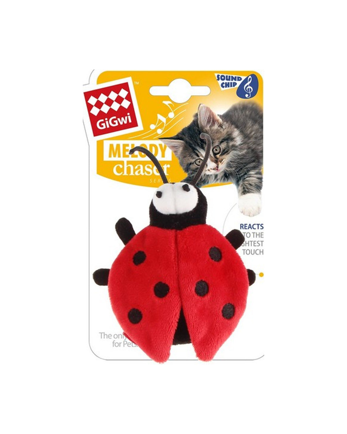 Hareket Sensörlü Gerçekçi Sesli Peluş Uğur Böceği Kedi Oyuncağı Gigwi Melody Chaser Kırmızı/Siyah