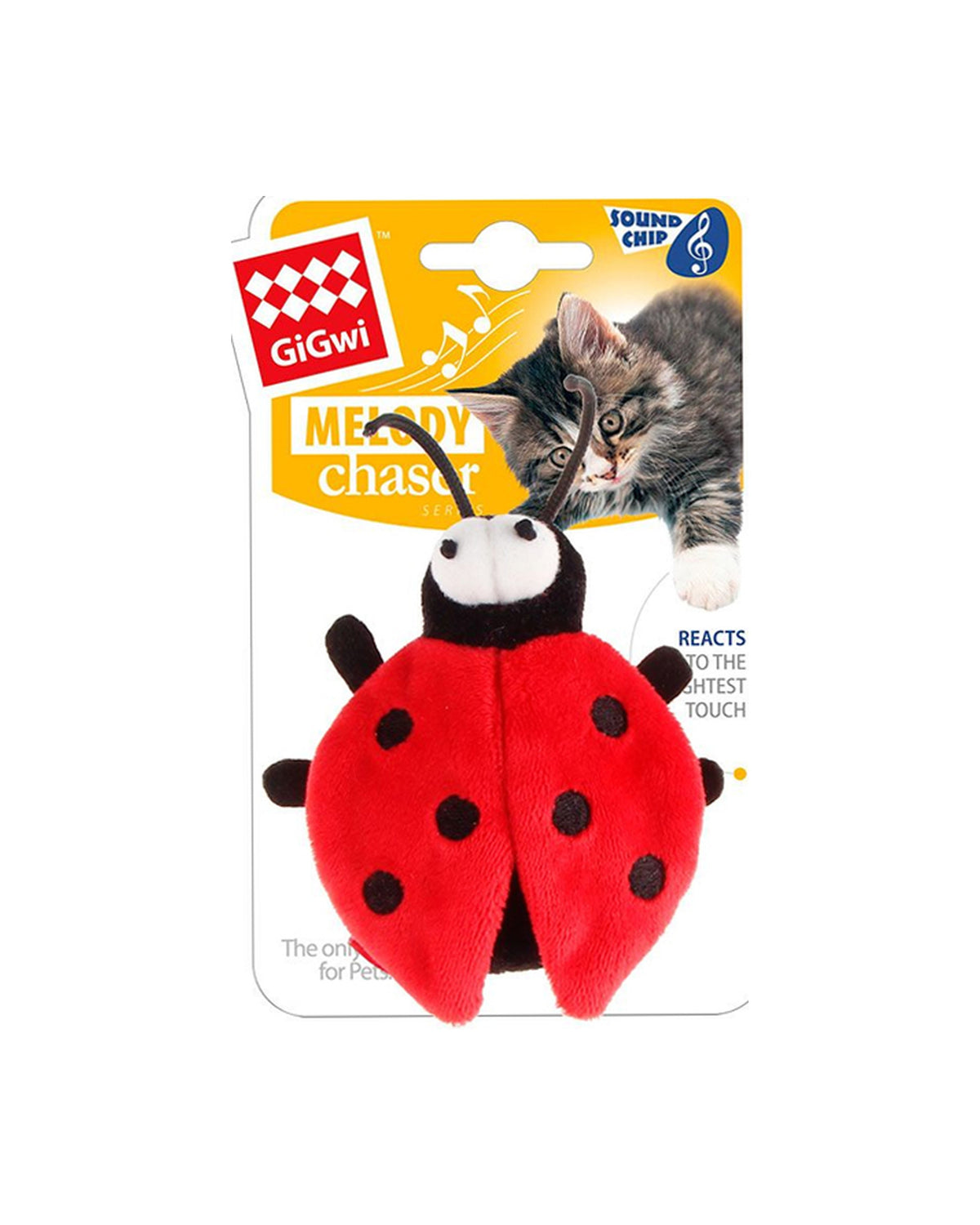 Hareket Sensörlü Gerçekçi Sesli Peluş Uğur Böceği Kedi Oyuncağı Gigwi Melody Chaser Kırmızı/Siyah