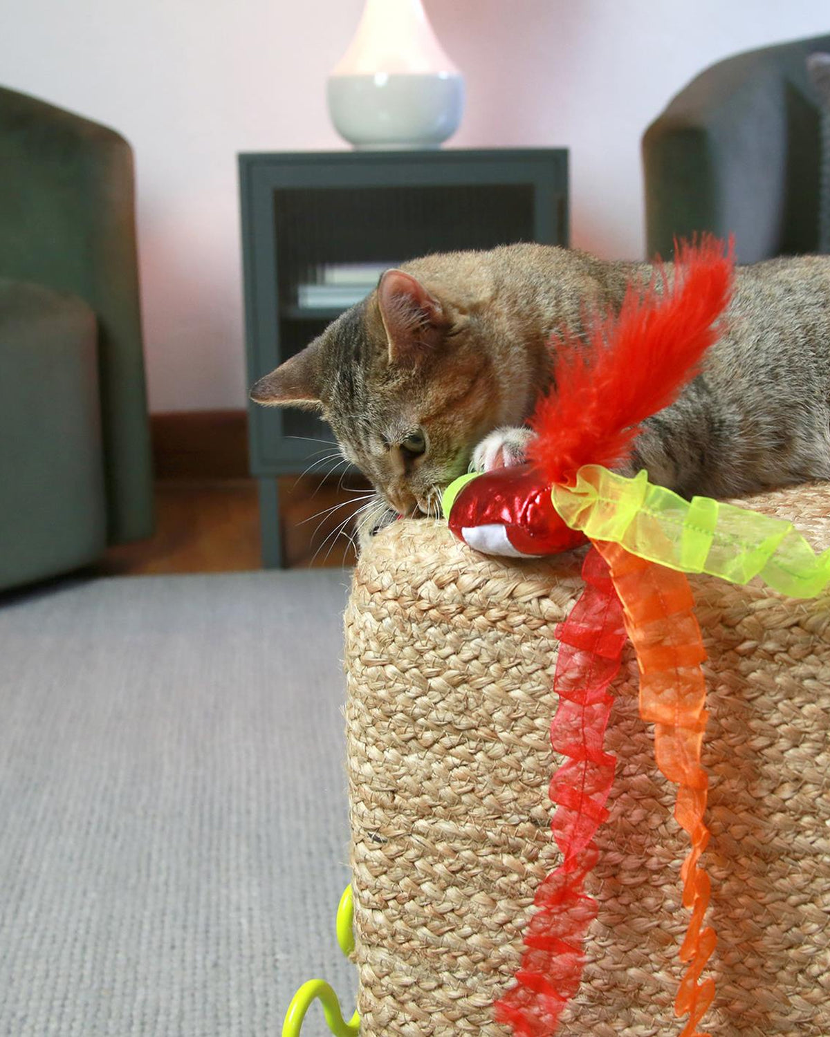 Kedi Nanesi ve Matatabili Acı Sos Figürlü Kurdeleli Kedi Oltası Mad Cat Nom Nom Hot Sauce