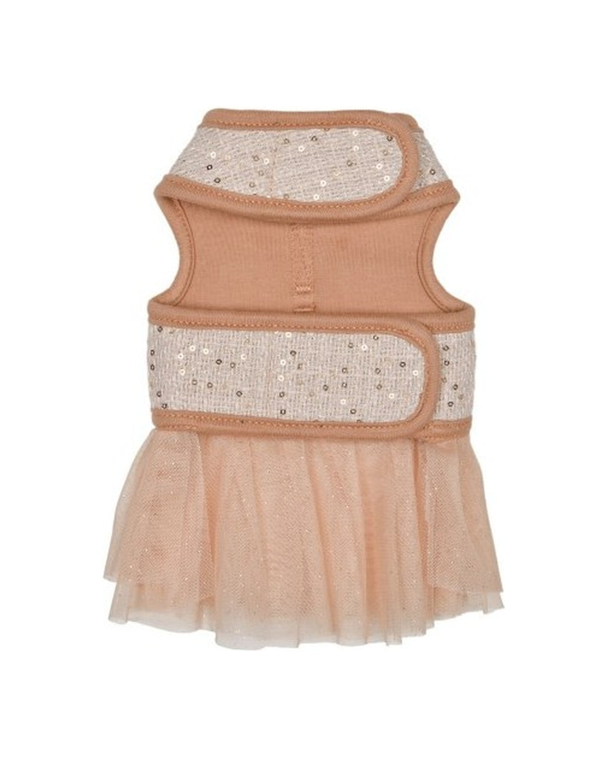 Payetli Tül Etekli Elbise Tipi Köpek Göğüs Tasması Pinkaholic Milena Dress Harness Bej