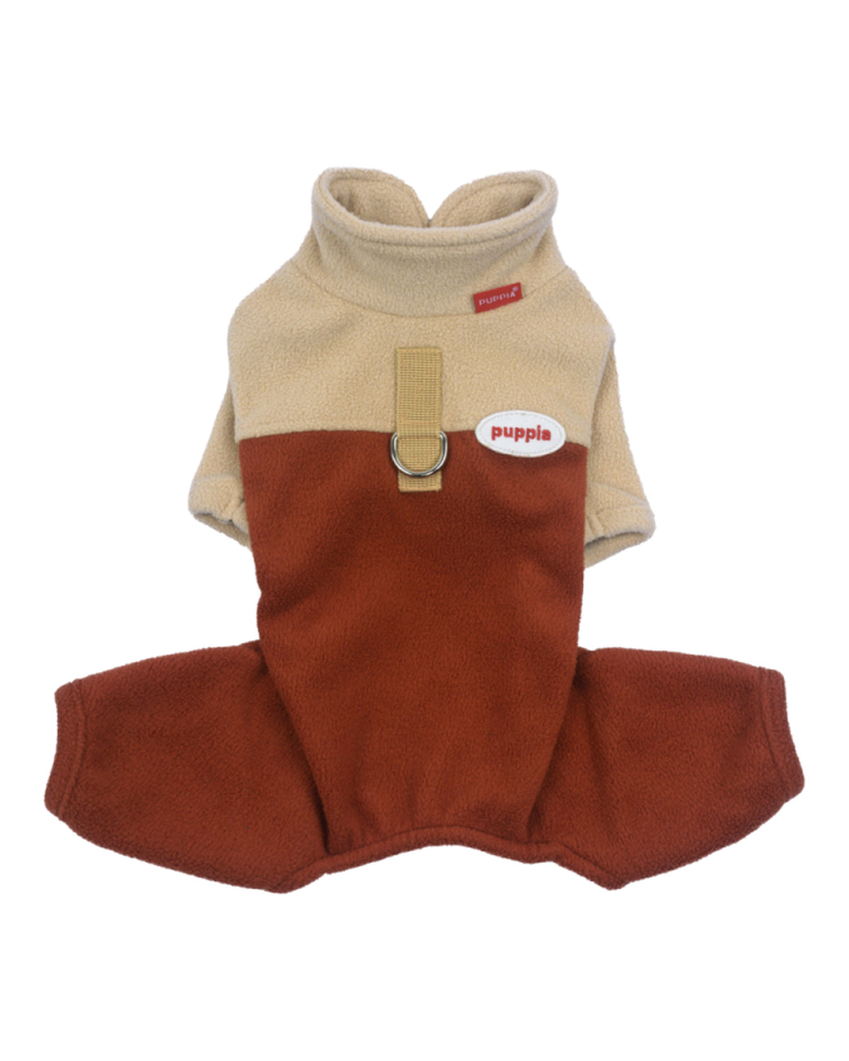 Tasma Halkalı Bej Tarçın Polar Köpek Tulumu Puppia Alpine Fleece Suit