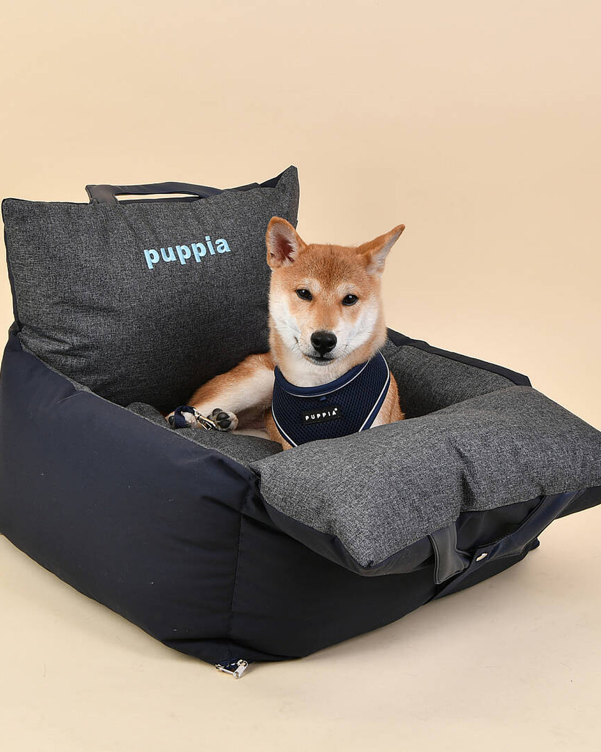 Su Geçirmez Taşıma Saplı Köpek Araba Koltuğu Puppia Car Seat Lacivert