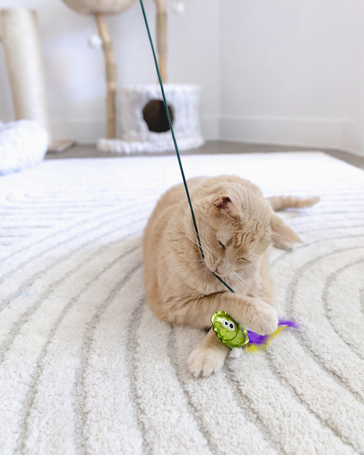 Kedi Nanesi ve Matatabili Gerçek Tüylü Deniz Canlısı Figürlü Kedi Oltası Mad Cat Sea Wand